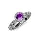 4 - Riona Signature Amethyst and Diamond Halo Engagement Ring 