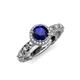 4 - Riona Signature Blue Sapphire and Diamond Halo Engagement Ring 