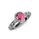 4 - Riona Signature Pink Tourmaline and Diamond Halo Engagement Ring 