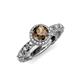 4 - Riona Signature Smoky Quartz and Diamond Halo Engagement Ring 