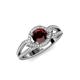 4 - Liora Signature Red Garnet and Diamond Eye Halo Engagement Ring 