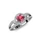 4 - Liora Signature Rhodolite Garnet and Diamond Eye Halo Engagement Ring 