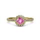 3 - Jolie Signature Lab Created Pink Sapphire and Diamond Floral Halo Engagement Ring 