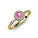 4 - Jolie Signature Lab Created Pink Sapphire and Diamond Floral Halo Engagement Ring 