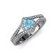 4 - Meryl Signature Blue Topaz and Diamond Engagement Ring 