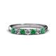 1 - Reina 3.00 mm Emerald and Diamond 7 Stone Wedding Band 
