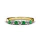 1 - Reina 3.00 mm Emerald and Diamond 7 Stone Wedding Band 