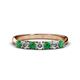 1 - Reina 3.00 mm Emerald and Diamond 7 Stone Wedding Band 