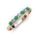 2 - Reina 3.00 mm Emerald and Diamond 7 Stone Wedding Band 
