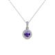 1 - Azaria Iolite and Diamond Halo Pendant 