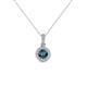 1 - Azaria Blue and White Diamond Halo Pendant 