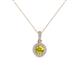 1 - Azaria Yellow and White Diamond Halo Pendant 