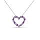 2 - Zayna 2.00 mm Round Amethyst and Diamond Heart Pendant 