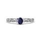 1 - Kiara 0.80 ctw Blue Sapphire Oval Shape (6x4 mm) Solitaire Plus accented Natural Diamond Engagement Ring 