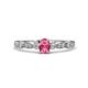 1 - Kiara 0.70 ctw Pink Tourmaline Oval Shape (6x4 mm) Solitaire Plus accented Natural Diamond Engagement Ring 