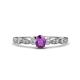 1 - Kiara 0.64 ctw Amethyst Oval Shape (6x4 mm) Solitaire Plus accented Natural Diamond Engagement Ring 