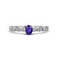 1 - Kiara 0.60 ctw Iolite Oval Shape (6x4 mm) Solitaire Plus accented Natural Diamond Engagement Ring 