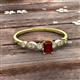 3 - Kiara Desire Emerald Cut Red Garnet and Round Diamond Engagement Ring 