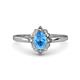 1 - Aurora Rainbow Oval Cut Blue Topaz and Round Diamond Halo Engagement Ring 