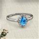 2 - Aurora Rainbow Oval Cut Blue Topaz and Round Diamond Halo Engagement Ring 