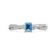 1 - Avril Desire Emerald Cut Blue Topaz and Round Diamond Twist Braided Shank Engagement Ring 
