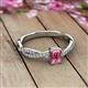 2 - Avril Desire Emerald Cut Pink Tourmaline and Round Diamond Twist Braided Shank Engagement Ring 