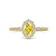 1 - Flora Desire Oval Cut Yellow Sapphire and Round Diamond Vintage Scallop Halo Engagement Ring 