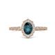 1 - Flora Desire Oval Cut London Blue Topaz and Round Diamond Vintage Scallop Halo Engagement Ring 