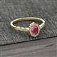 2 - Flora Desire Oval Cut Rhodolite Garnet and Round Diamond Vintage Scallop Halo Engagement Ring 