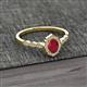 2 - Flora Desire Oval Cut Ruby and Round Diamond Vintage Scallop Halo Engagement Ring 