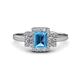 1 - Jessica Rainbow Emerald Cut Blue Topaz with Round and Princess Cut Diamond Engagement Ring 