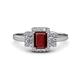 1 - Jessica Rainbow Emerald Cut Red Garnet with Round and Princess Cut Diamond Engagement Ring 