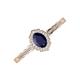 3 - Flora Desire Oval Cut Blue Sapphire and Round Diamond Vintage Scallop Halo Engagement Ring 