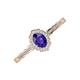 3 - Flora Desire Oval Cut Iolite and Round Diamond Vintage Scallop Halo Engagement Ring 