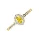 3 - Flora Desire Oval Cut Yellow Sapphire and Round Diamond Vintage Scallop Halo Engagement Ring 