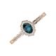 3 - Flora Desire Oval Cut London Blue Topaz and Round Diamond Vintage Scallop Halo Engagement Ring 