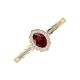 3 - Flora Desire Oval Cut Red Garnet and Round Diamond Vintage Scallop Halo Engagement Ring 