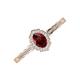 3 - Flora Desire Oval Cut Red Garnet and Round Diamond Vintage Scallop Halo Engagement Ring 