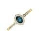 3 - Flora Desire Oval Cut London Blue Topaz and Round Diamond Vintage Scallop Halo Engagement Ring 