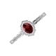 3 - Flora Desire Oval Cut Red Garnet and Round Diamond Vintage Scallop Halo Engagement Ring 
