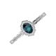3 - Flora Desire Oval Cut London Blue Topaz and Round Diamond Vintage Scallop Halo Engagement Ring 