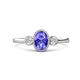 1 - Nikolia Desire Oval Cut Tanzanite and Round Diamond Three Stone Engagement Ring 