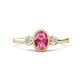 1 - Nikolia Desire Oval Cut Pink Tourmaline and Round Diamond Three Stone Engagement Ring 