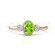 1 - Nikolia Desire Oval Cut Peridot and Round Diamond Three Stone Engagement Ring 