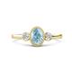 1 - Nikolia Desire Oval Cut Aquamarine and Round Diamond Three Stone Engagement Ring 