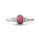 1 - Nikolia Desire Oval Cut Rhodolite Garnet and Round Diamond Three Stone Engagement Ring 