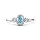 1 - Nikolia Desire Oval Cut Aquamarine and Round Diamond Three Stone Engagement Ring 