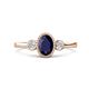 1 - Nikolia Desire Oval Cut Blue Sapphire and Round Diamond Three Stone Engagement Ring 
