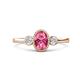 1 - Nikolia Desire Oval Cut Pink Tourmaline and Round Diamond Three Stone Engagement Ring 