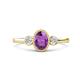 1 - Nikolia Desire Oval Cut Amethyst and Round Diamond Three Stone Engagement Ring 